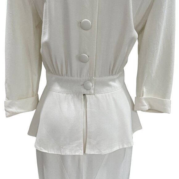 DB Designs Vintage Peplum Midi Dress Size 8 White Lace Modest Wedding USA - Picture 13 of 15